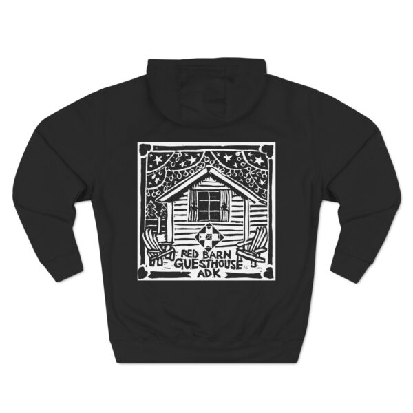 Red Barn Guesthouse Three-Panel Fleece Black Hoodie - Image 2