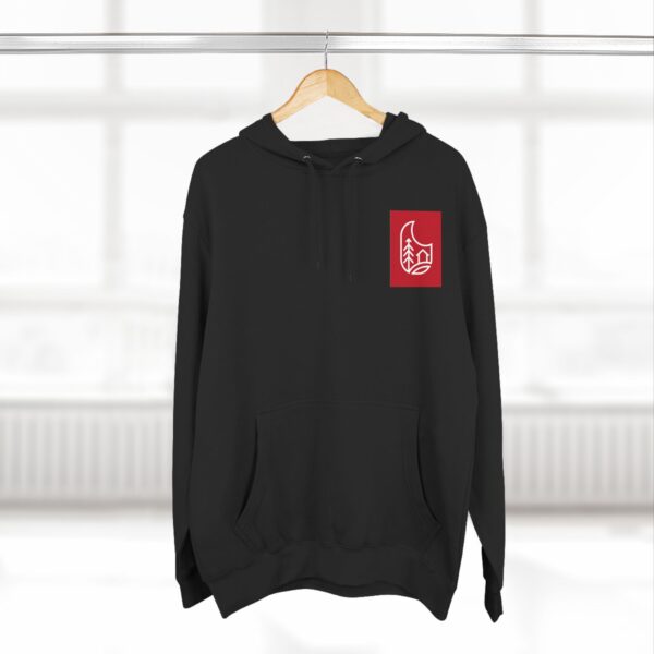 Red Barn Guesthouse Three-Panel Fleece Black Hoodie - Image 4