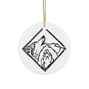 Howling Dogs Folk Art Ceramic Ornament