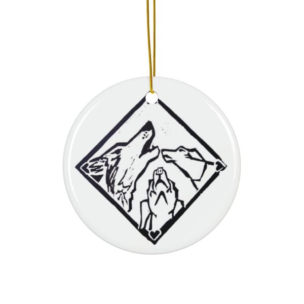 Howling Dogs Folk Art Ceramic Ornament